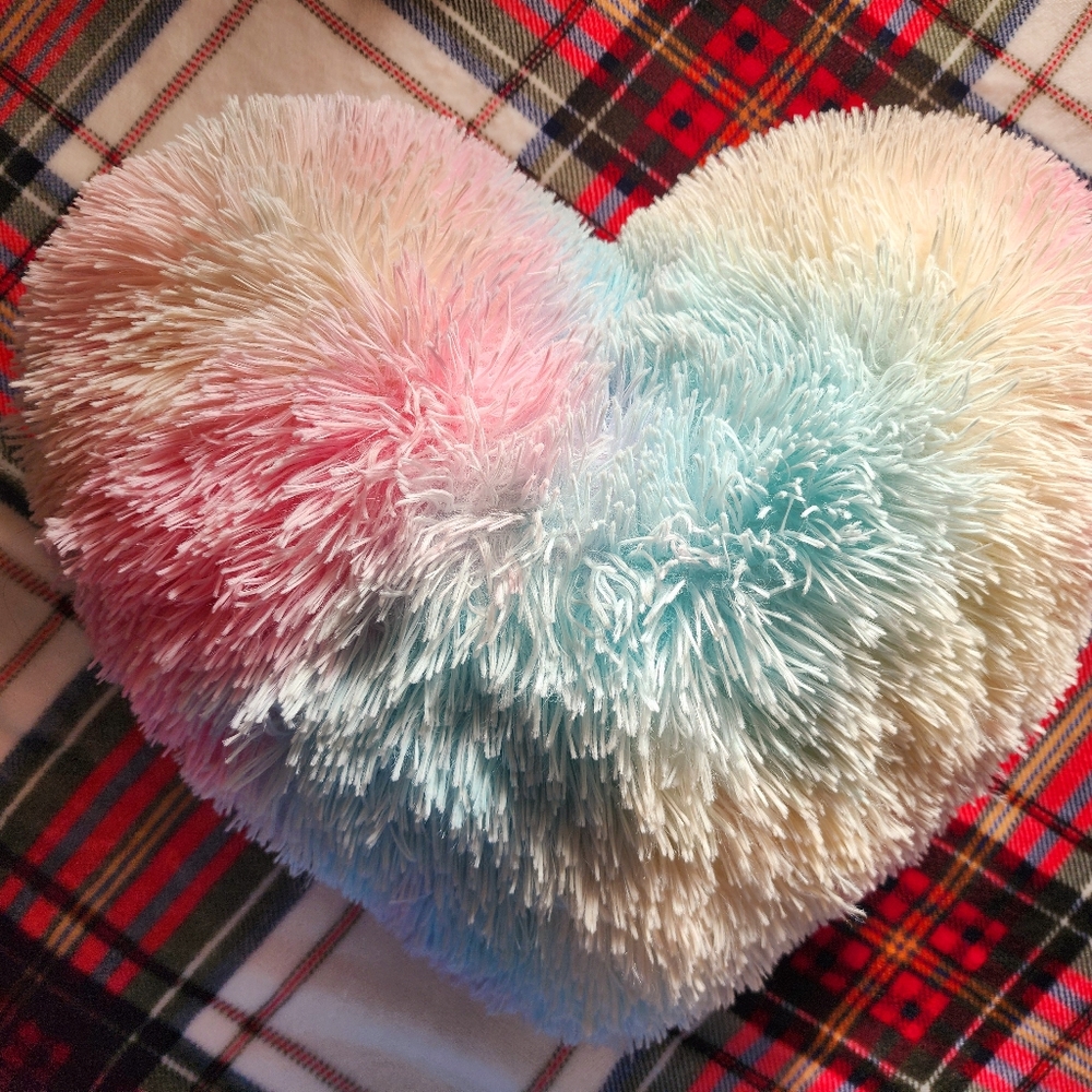Pastel Heart-Shaped Plush Pillow